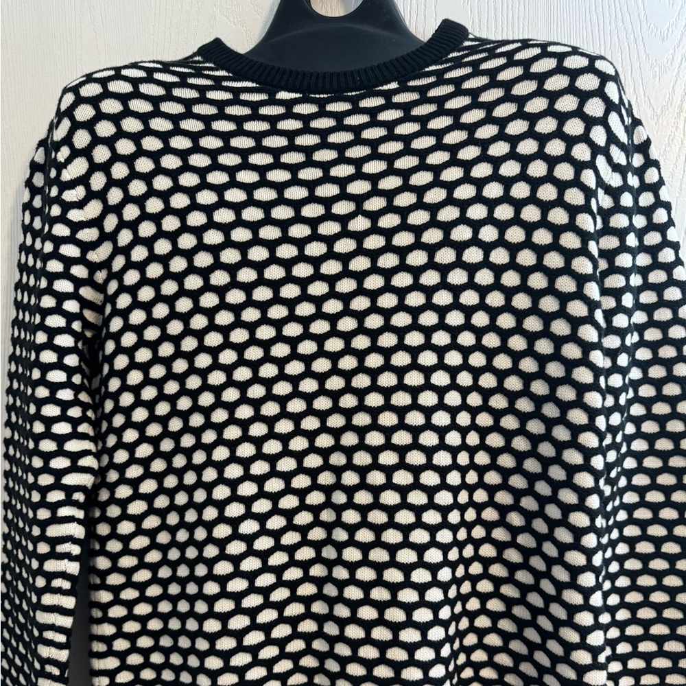 H&M Mens Premium Black and White Knitted Sweatshirt Sweater Size L